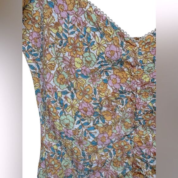 ASOS Design textured ruched Floral Print Mini Dress size 6 - Picture 7 of 9